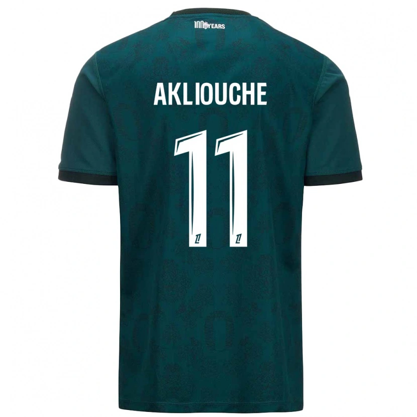 Danxen Bambino Maglia Maghnes Akliouche #11 Verde Scuro Kit Gara Away 2024/25 Maglietta