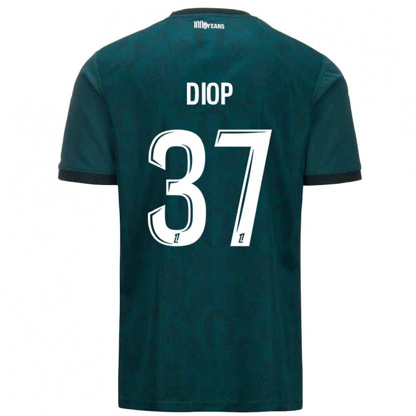 Danxen Bambino Maglia Edan Diop #37 Verde Scuro Kit Gara Away 2024/25 Maglietta