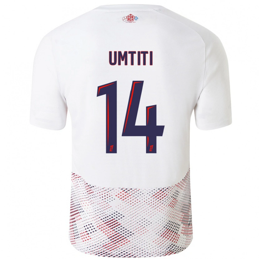 Danxen Bambino Maglia Samuel Umtiti #14 Bianco Blu Reale Kit Gara Away 2024/25 Maglietta