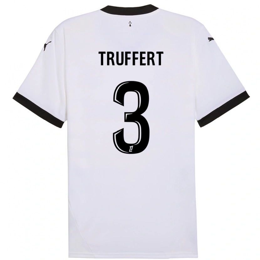 Danxen Bambino Maglia Adrien Truffert #3 Bianco Nero Kit Gara Away 2024/25 Maglietta