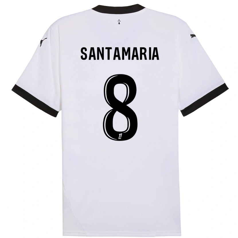 Danxen Bambino Maglia Baptiste Santamaria #8 Bianco Nero Kit Gara Away 2024/25 Maglietta