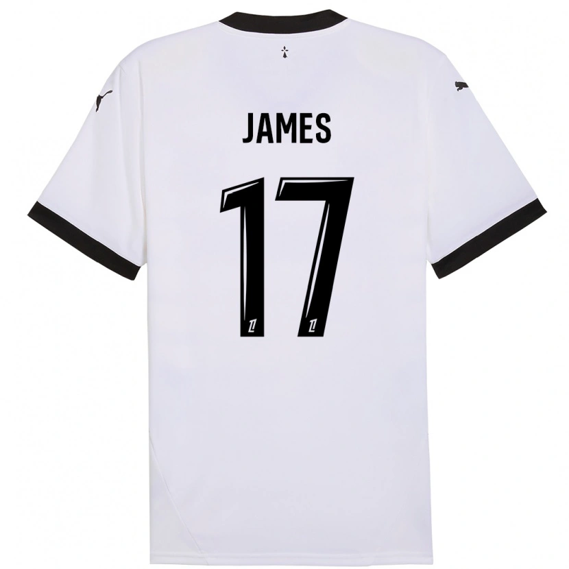 Danxen Bambino Maglia Jordan James #17 Bianco Nero Kit Gara Away 2024/25 Maglietta