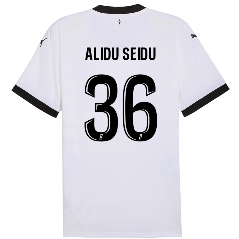 Danxen Bambino Maglia Alidu Seidu #36 Bianco Nero Kit Gara Away 2024/25 Maglietta