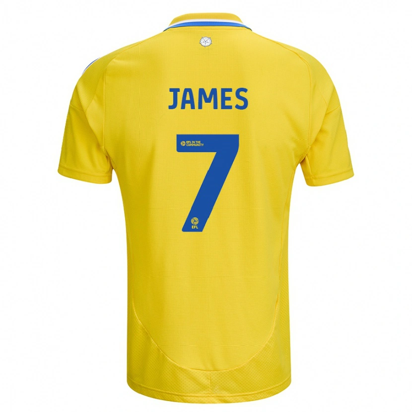 Danxen Bambino Maglia Daniel James #7 Giallo Blu Kit Gara Away 2024/25 Maglietta