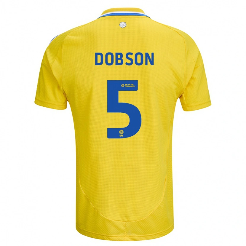 Danxen Bambino Maglia Ellie Dobson #5 Giallo Blu Kit Gara Away 2024/25 Maglietta