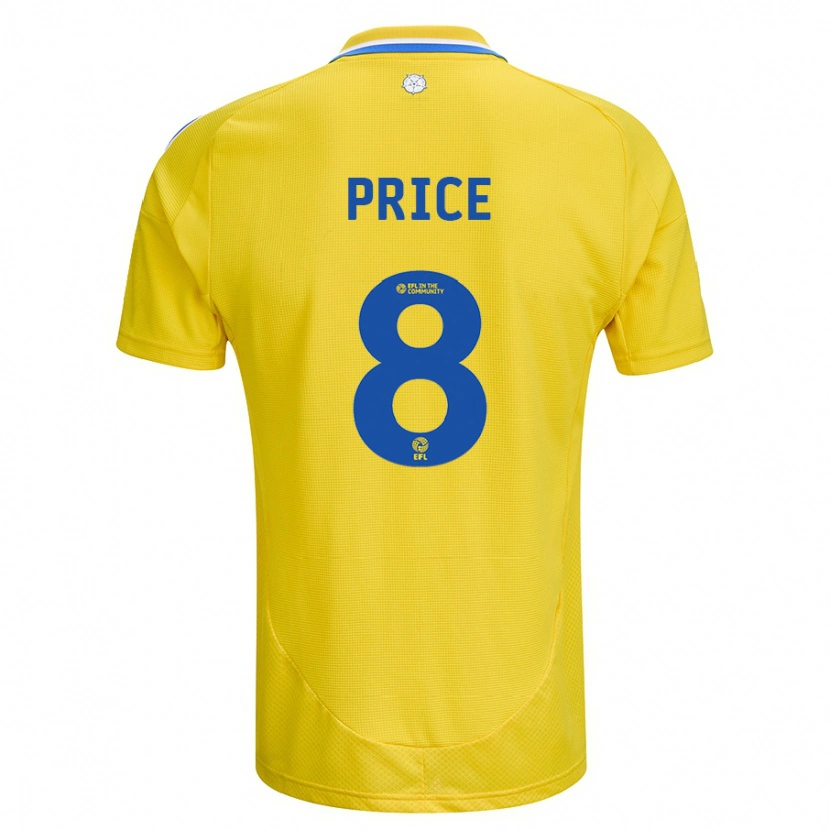 Danxen Bambino Maglia Leoni Price #8 Giallo Blu Kit Gara Away 2024/25 Maglietta