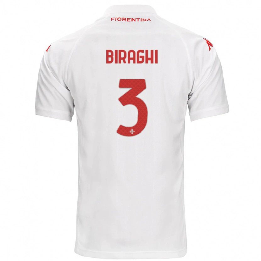 Danxen Bambino Maglia Cristiano Biraghi #3 Bianco Kit Gara Away 2024/25 Maglietta