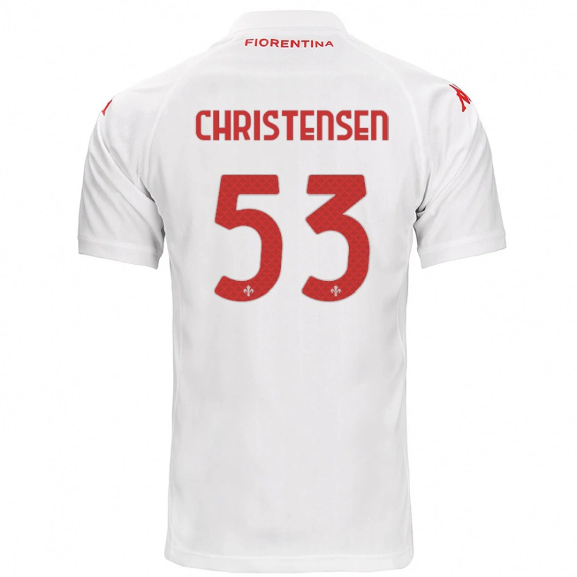 Danxen Bambino Maglia Oliver Christensen #53 Bianco Kit Gara Away 2024/25 Maglietta