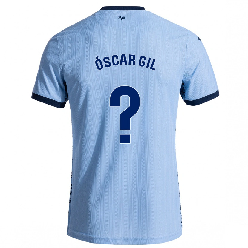 Danxen Bambino Maglia Óscar Gil #0 Azzurro Cielo Kit Gara Away 2024/25 Maglietta