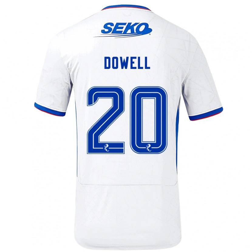 Danxen Bambino Maglia Kieran Dowell #20 Bianco Blu Kit Gara Away 2024/25 Maglietta