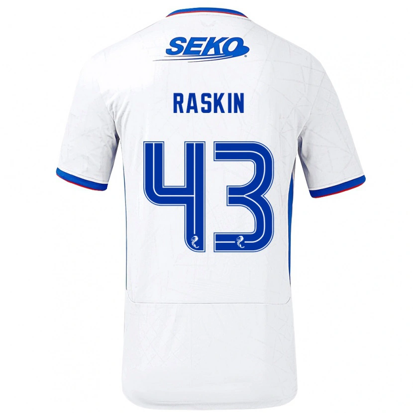 Danxen Bambino Maglia Nicolas Raskin #43 Bianco Blu Kit Gara Away 2024/25 Maglietta
