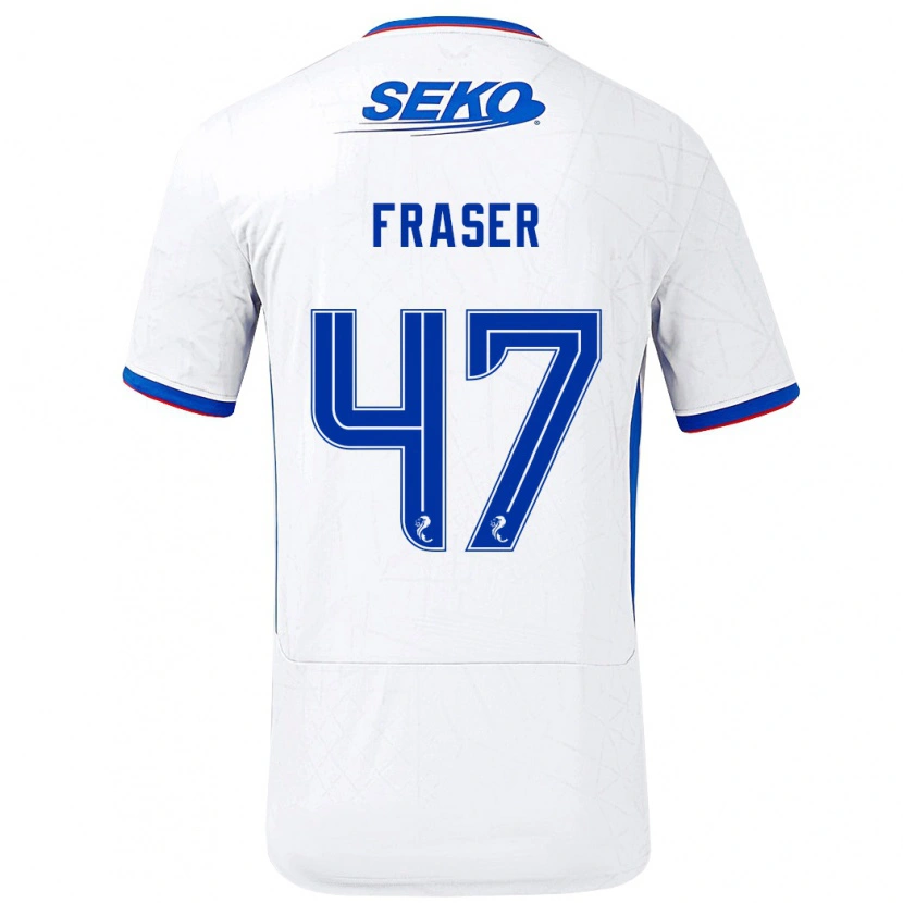 Danxen Bambino Maglia Robbie Fraser #47 Bianco Blu Kit Gara Away 2024/25 Maglietta