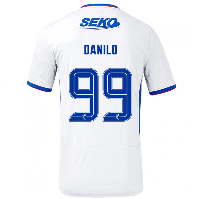 Danxen Bambino Maglia Danilo #99 Bianco Blu Kit Gara Away 2024/25 Maglietta