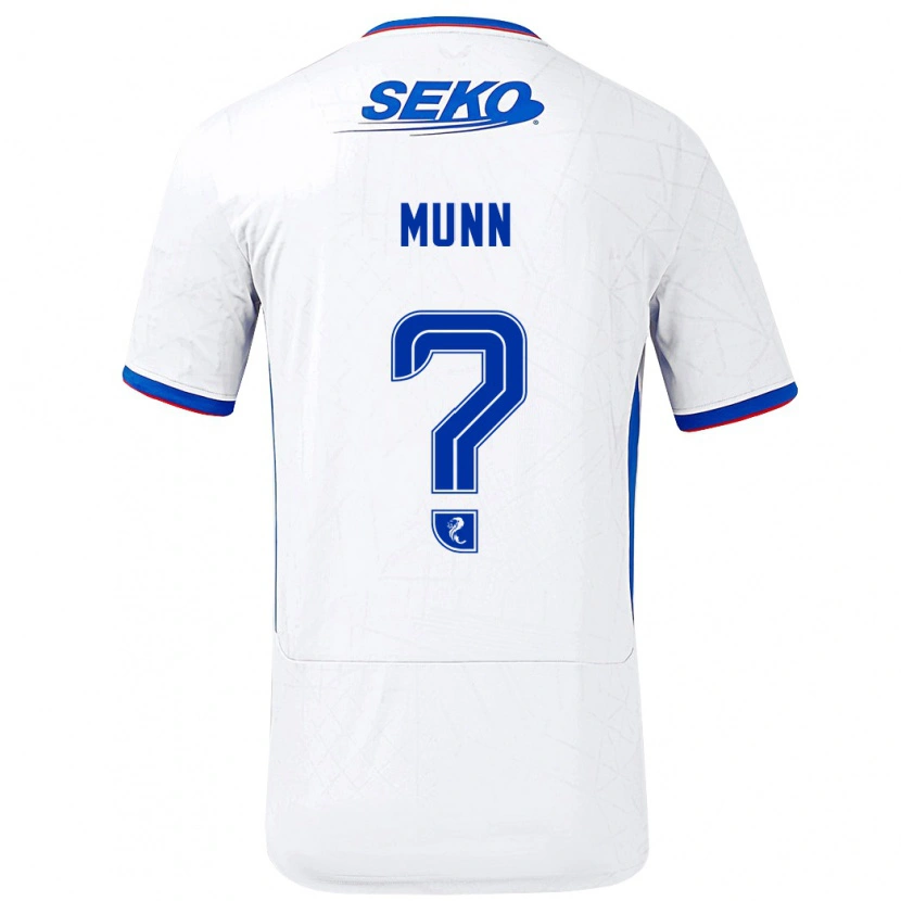 Danxen Bambino Maglia Mason Munn #0 Bianco Blu Kit Gara Away 2024/25 Maglietta