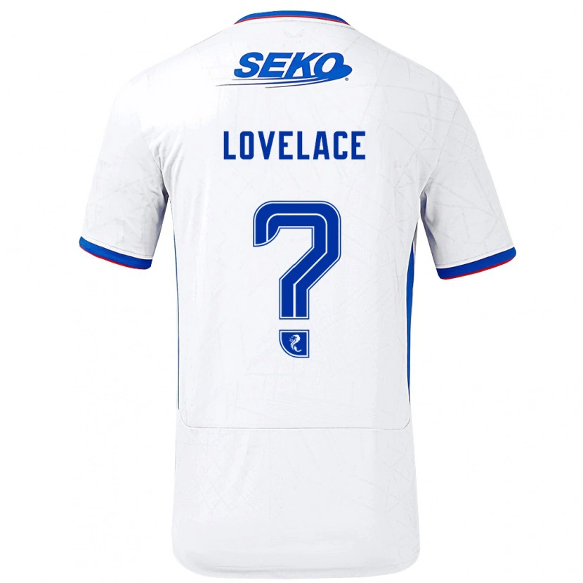 Danxen Bambino Maglia Zak Lovelace #0 Bianco Blu Kit Gara Away 2024/25 Maglietta