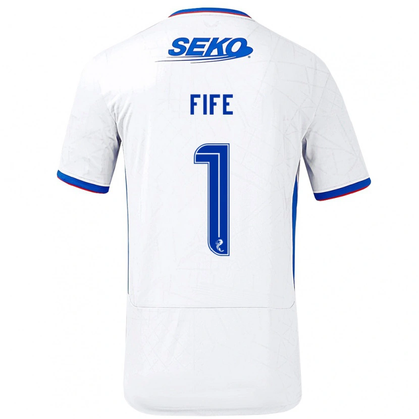 Danxen Bambino Maglia Jenna Fife #1 Bianco Blu Kit Gara Away 2024/25 Maglietta