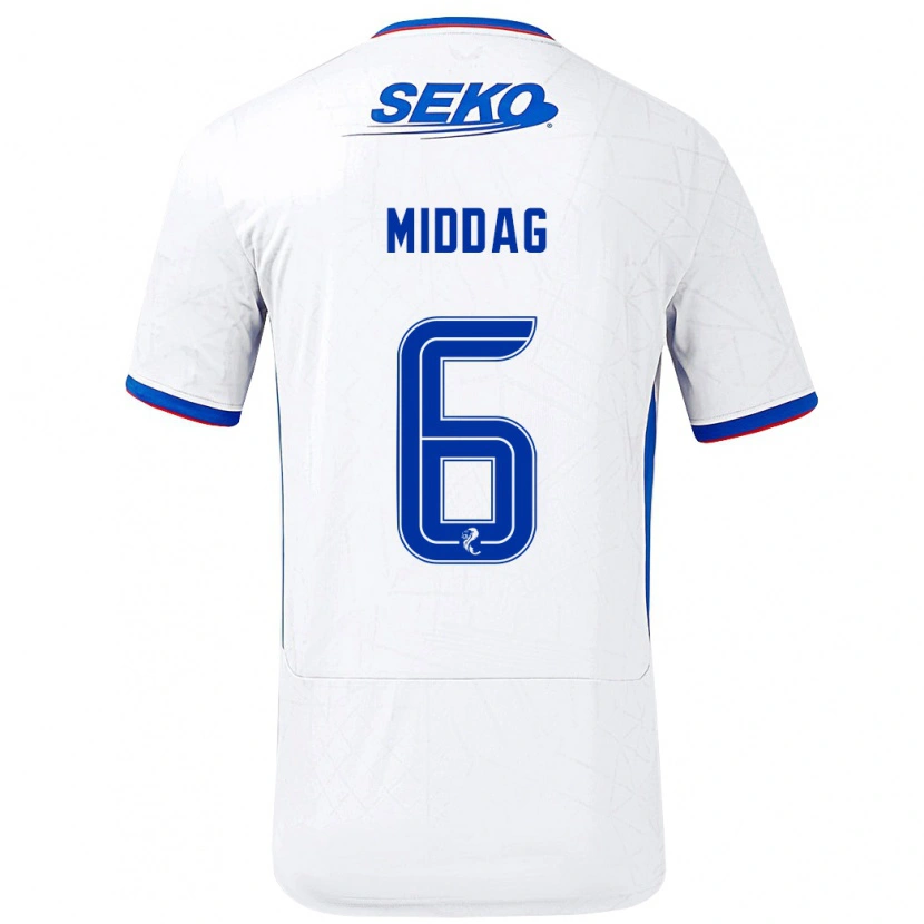 Danxen Bambino Maglia Tessel Middag #6 Bianco Blu Kit Gara Away 2024/25 Maglietta