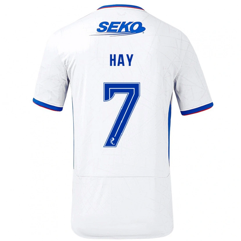 Danxen Bambino Maglia Brogan Hay #7 Bianco Blu Kit Gara Away 2024/25 Maglietta