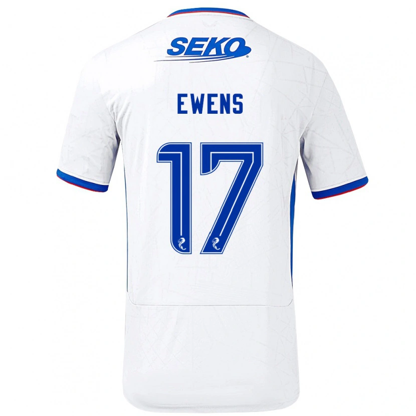 Danxen Bambino Maglia Sarah Ewens #17 Bianco Blu Kit Gara Away 2024/25 Maglietta