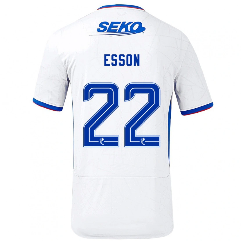 Danxen Bambino Maglia Victoria Esson #22 Bianco Blu Kit Gara Away 2024/25 Maglietta