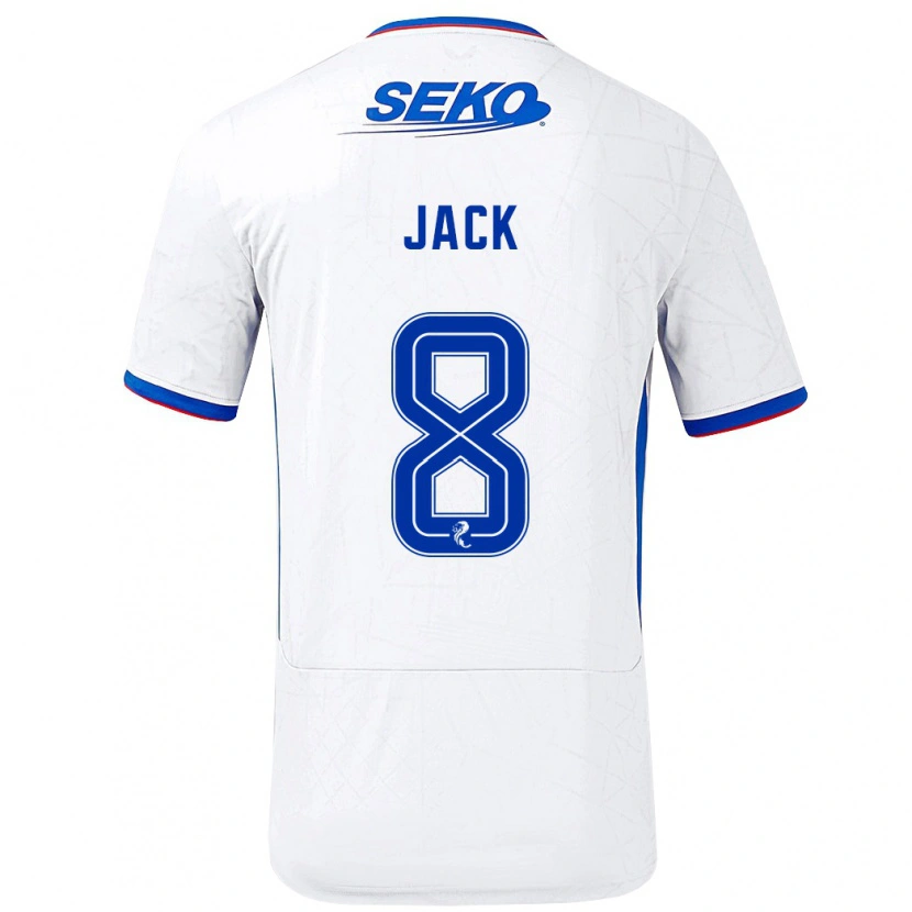 Danxen Bambino Maglia Ryan Jack #8 Bianco Blu Kit Gara Away 2024/25 Maglietta