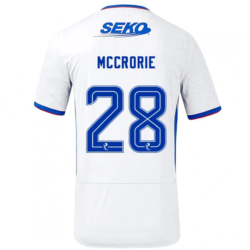 Danxen Bambino Maglia Robby Mccrorie #28 Bianco Blu Kit Gara Away 2024/25 Maglietta