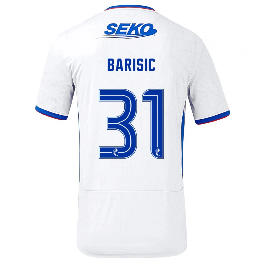 Danxen Bambino Maglia Borna Barisic #31 Bianco Blu Kit Gara Away 2024/25 Maglietta