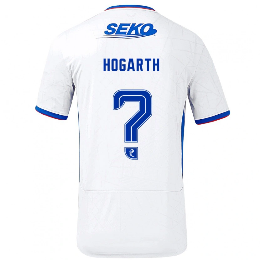 Danxen Bambino Maglia Jay Hogarth #0 Bianco Blu Kit Gara Away 2024/25 Maglietta