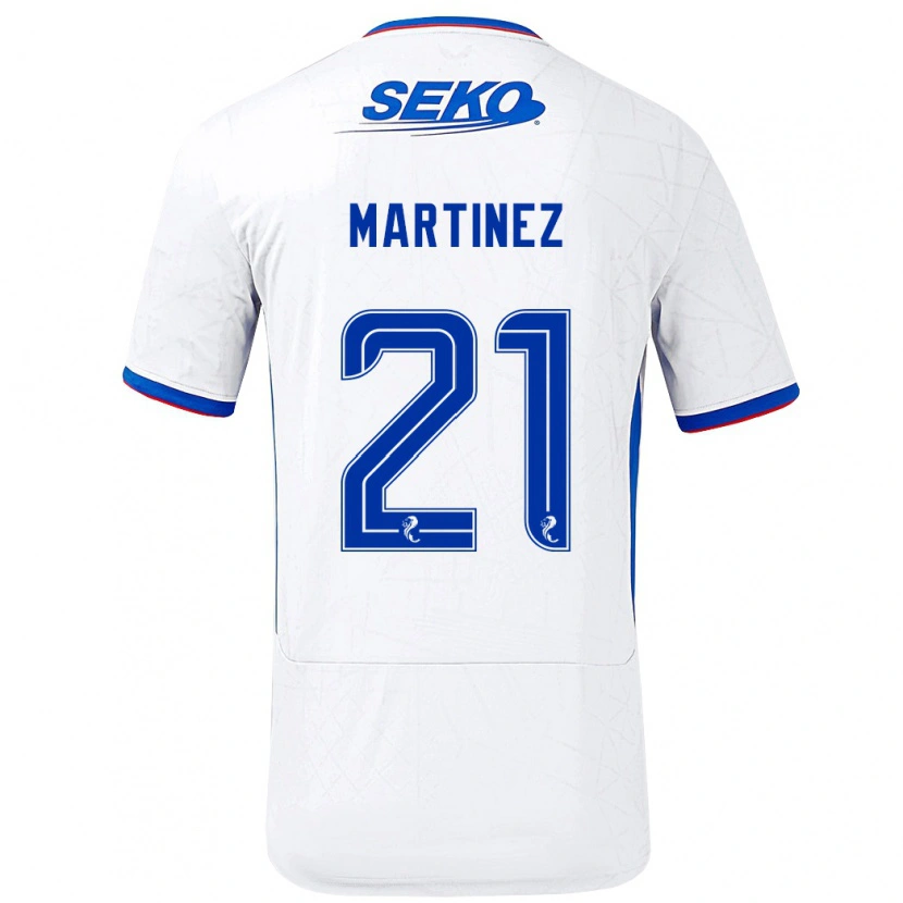 Danxen Bambino Maglia Lisa Martinez #21 Bianco Blu Kit Gara Away 2024/25 Maglietta