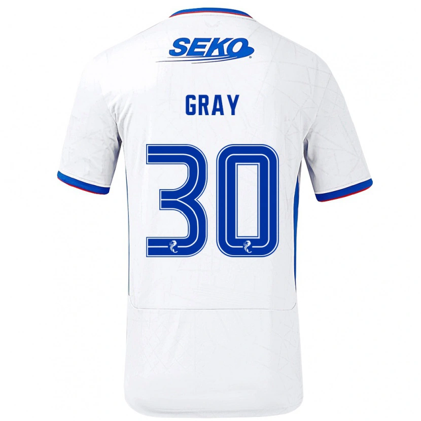 Danxen Bambino Maglia Georgia Gray #30 Bianco Blu Kit Gara Away 2024/25 Maglietta