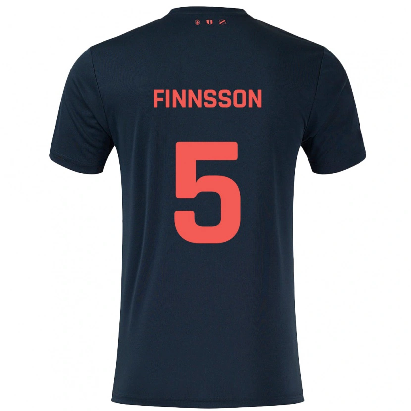 Danxen Bambino Maglia Kolbeinn Finnsson #5 Nero Rosso Kit Gara Away 2024/25 Maglietta