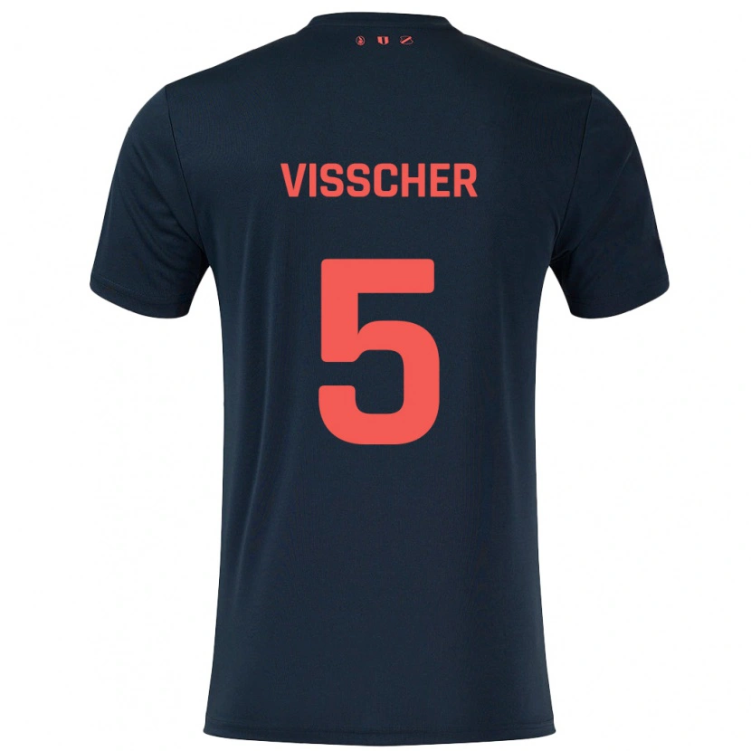 Danxen Bambino Maglia Amber Visscher #5 Nero Rosso Kit Gara Away 2024/25 Maglietta