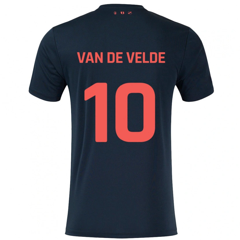 Danxen Bambino Maglia Senne Van De Velde #10 Nero Rosso Kit Gara Away 2024/25 Maglietta