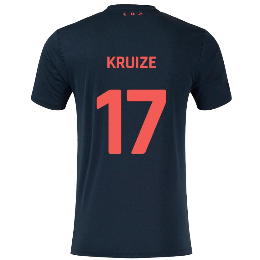 Danxen Bambino Maglia Elisha Kruize #17 Nero Rosso Kit Gara Away 2024/25 Maglietta