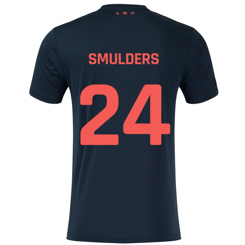 Danxen Bambino Maglia Anniek Smulders #24 Nero Rosso Kit Gara Away 2024/25 Maglietta