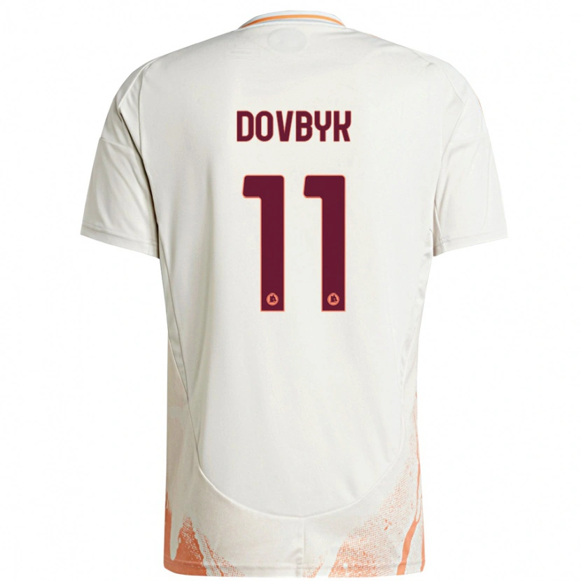 Danxen Bambino Maglia Artem Dovbyk #11 Crema Bianco Arancione Kit Gara Away 2024/25 Maglietta