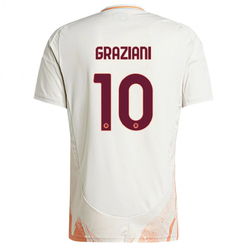 Danxen Bambino Maglia Leonardo Graziani #10 Crema Bianco Arancione Kit Gara Away 2024/25 Maglietta