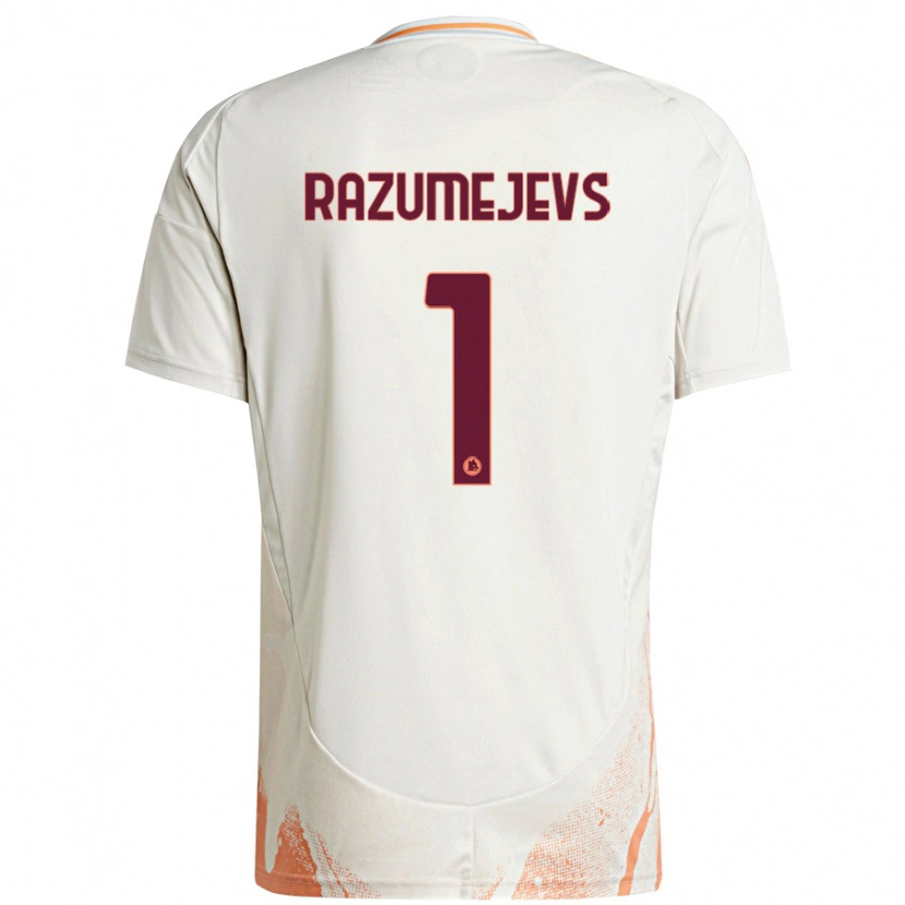 Danxen Bambino Maglia Vladislavs Razumejevs #1 Crema Bianco Arancione Kit Gara Away 2024/25 Maglietta