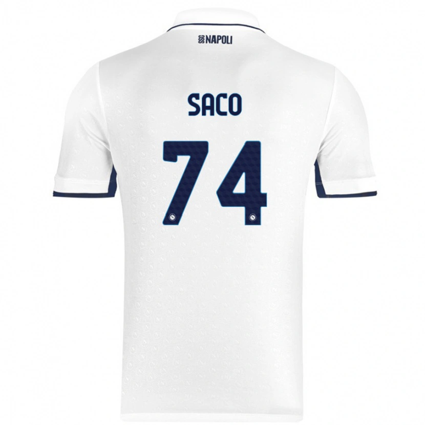 Danxen Bambino Maglia Coli Saco #74 Bianco Blu Reale Kit Gara Away 2024/25 Maglietta