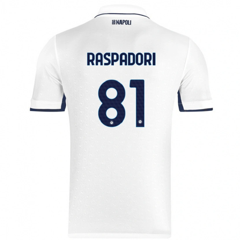 Danxen Bambino Maglia Giacomo Raspadori #81 Bianco Blu Reale Kit Gara Away 2024/25 Maglietta