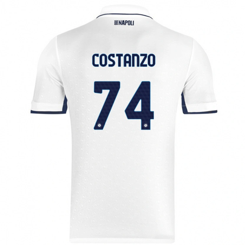 Danxen Bambino Maglia Davide Costanzo #74 Bianco Blu Reale Kit Gara Away 2024/25 Maglietta
