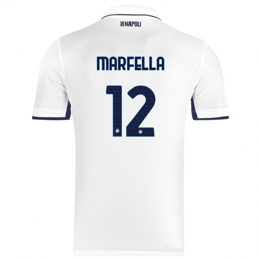 Danxen Bambino Maglia Davide Marfella #12 Bianco Blu Reale Kit Gara Away 2024/25 Maglietta