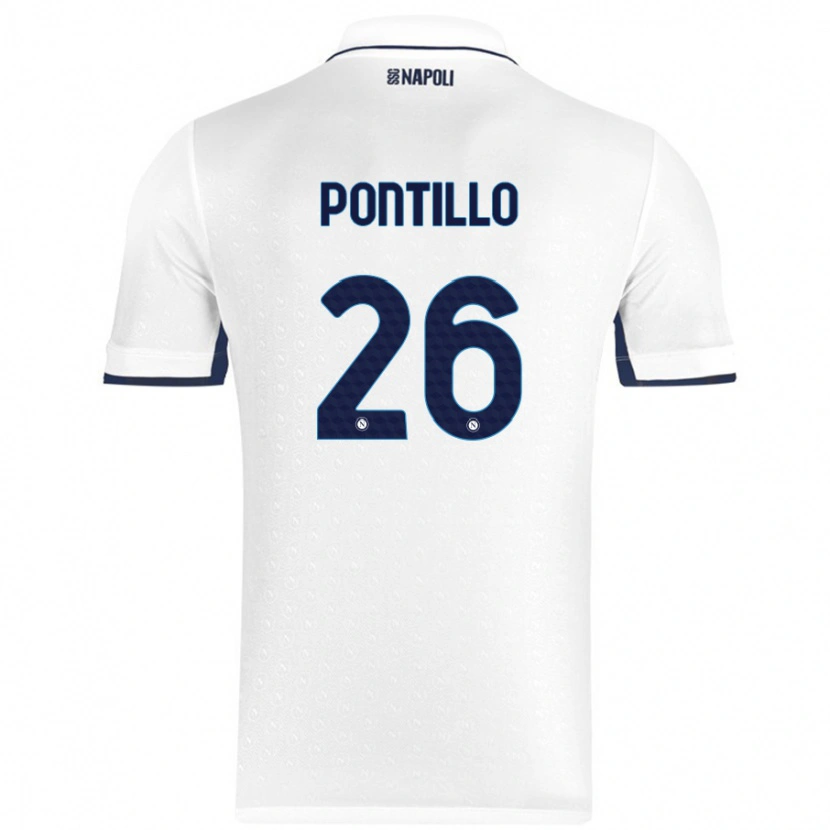 Danxen Bambino Maglia Pasquale Pontillo #26 Bianco Blu Reale Kit Gara Away 2024/25 Maglietta