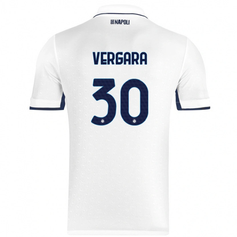 Danxen Bambino Maglia Antonio Vergara #30 Bianco Blu Reale Kit Gara Away 2024/25 Maglietta