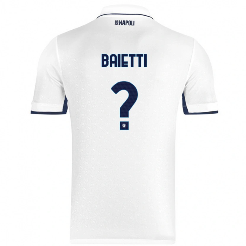 Danxen Bambino Maglia Francesco Baietti #0 Bianco Blu Reale Kit Gara Away 2024/25 Maglietta