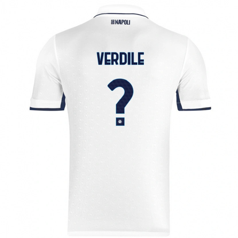 Danxen Bambino Maglia Domenico Verdile #0 Bianco Blu Reale Kit Gara Away 2024/25 Maglietta