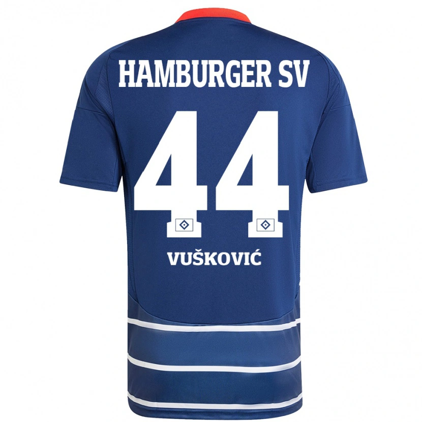 Danxen Bambino Maglia Mario Vuskovic #44 Blu Scuro Kit Gara Away 2024/25 Maglietta