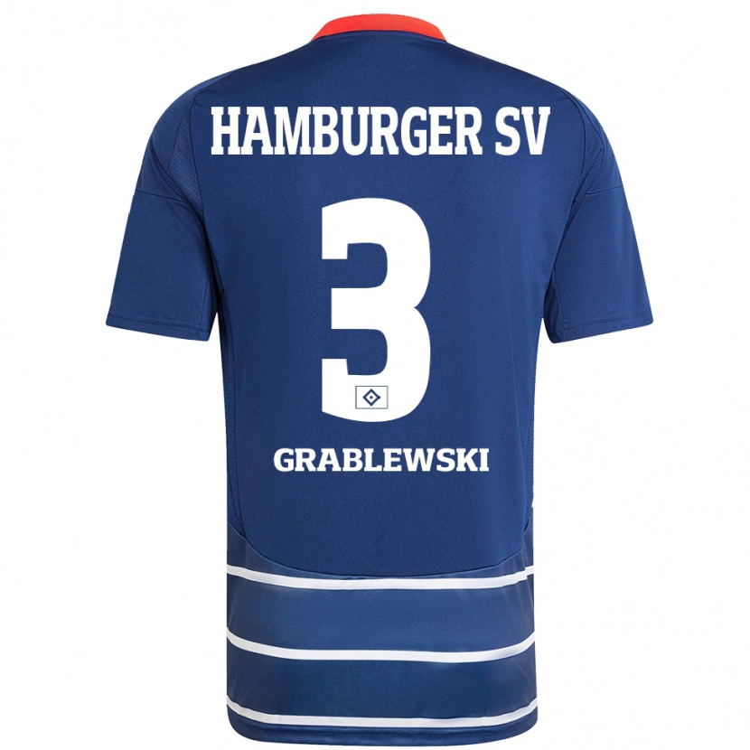 Danxen Bambino Maglia Max Grablewski #3 Blu Scuro Kit Gara Away 2024/25 Maglietta