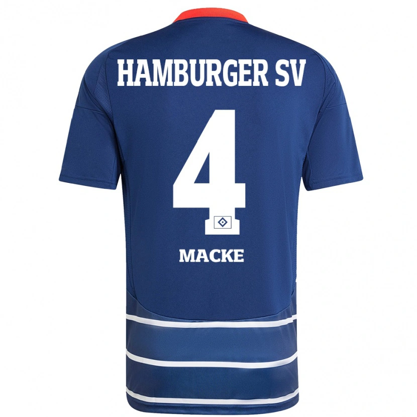 Danxen Bambino Maglia Jarne Macke #4 Blu Scuro Kit Gara Away 2024/25 Maglietta