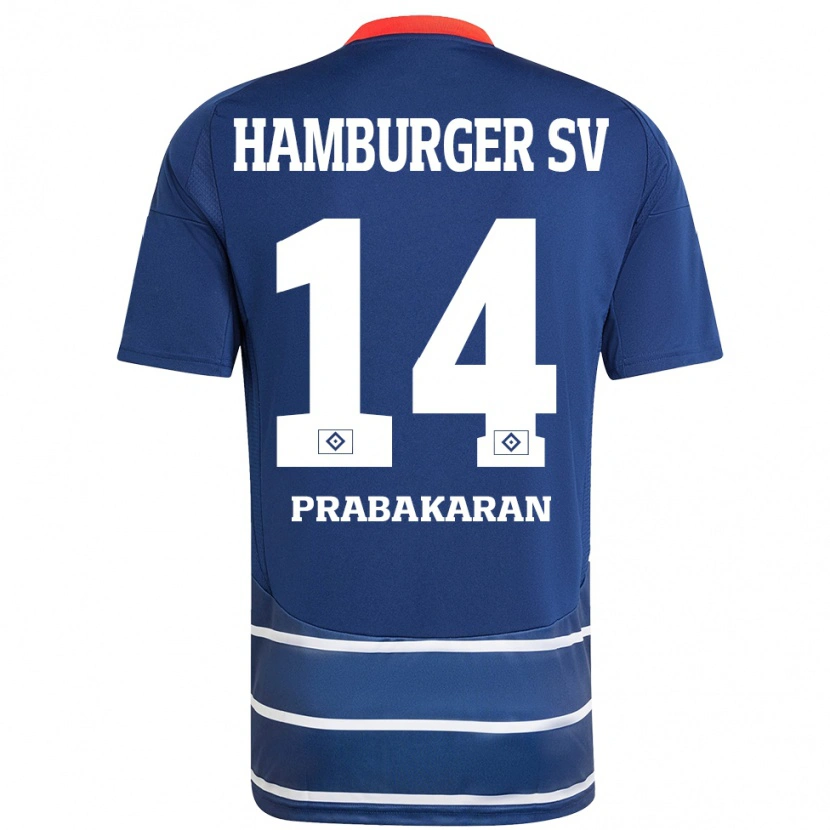 Danxen Bambino Maglia Nilavan Prabakaran #14 Blu Scuro Kit Gara Away 2024/25 Maglietta
